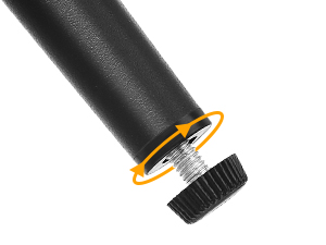 the black plastic base of the spool is held by a metal screw.