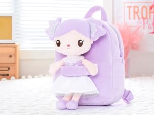 Gloveleya Toddler Backpack Kids Backpack with Candy Purple Doll 9&#34;