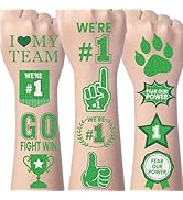 Green Team Spirit Tattoos Temporary - Gameza 138PCS Green Spirit Party Favors Supplies Decoration...