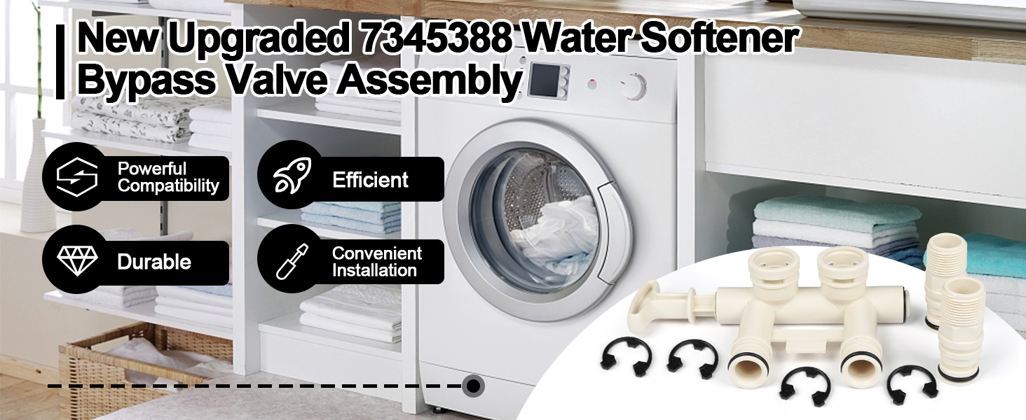 Upgraded 7345388 Water Softener Bypass Valve Assembly, 3/4" Bypass