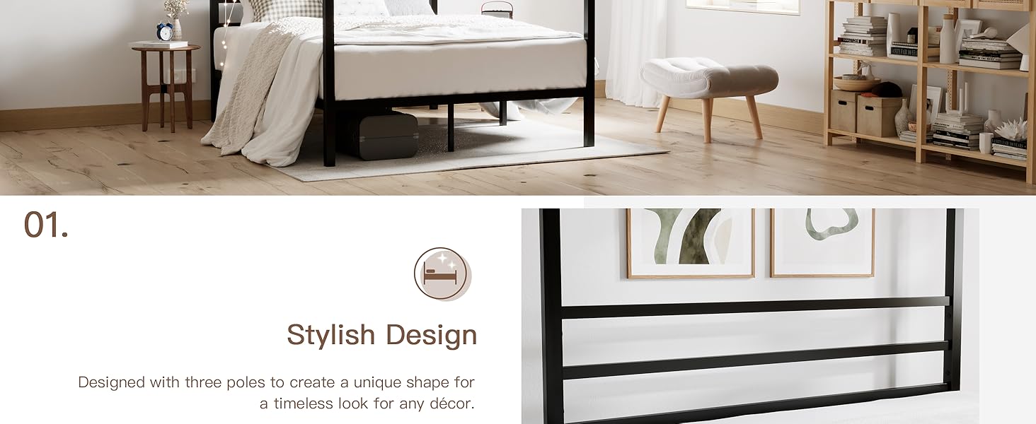 queen canopy bed frame black