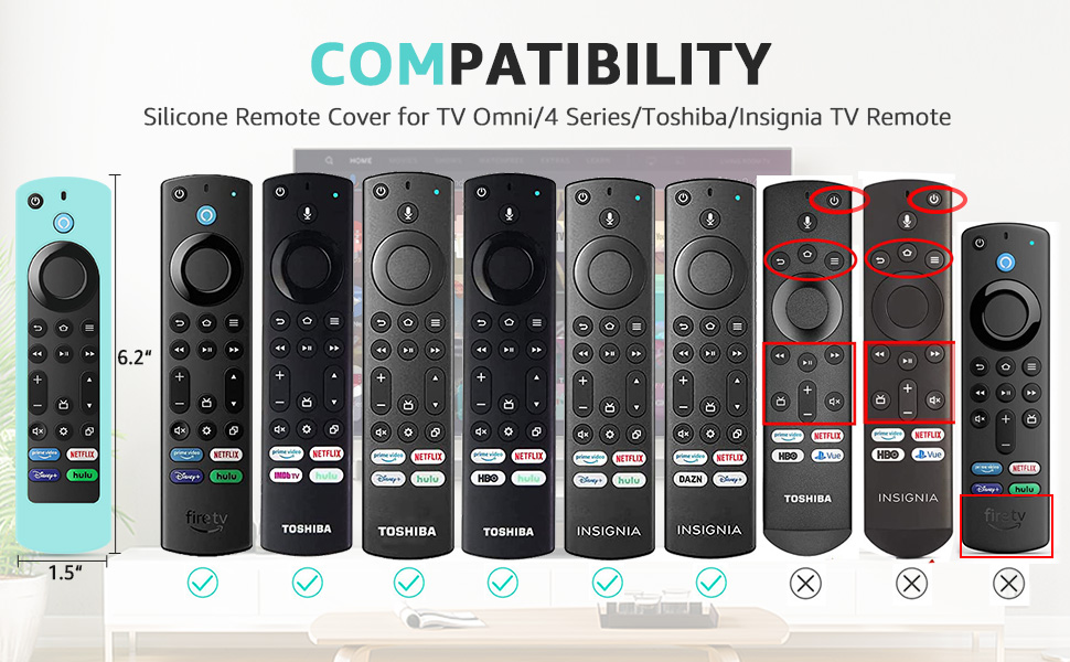 2 Pack Silicone Remote Covers Replacement Compatible with Toshiba and Insignia Fir