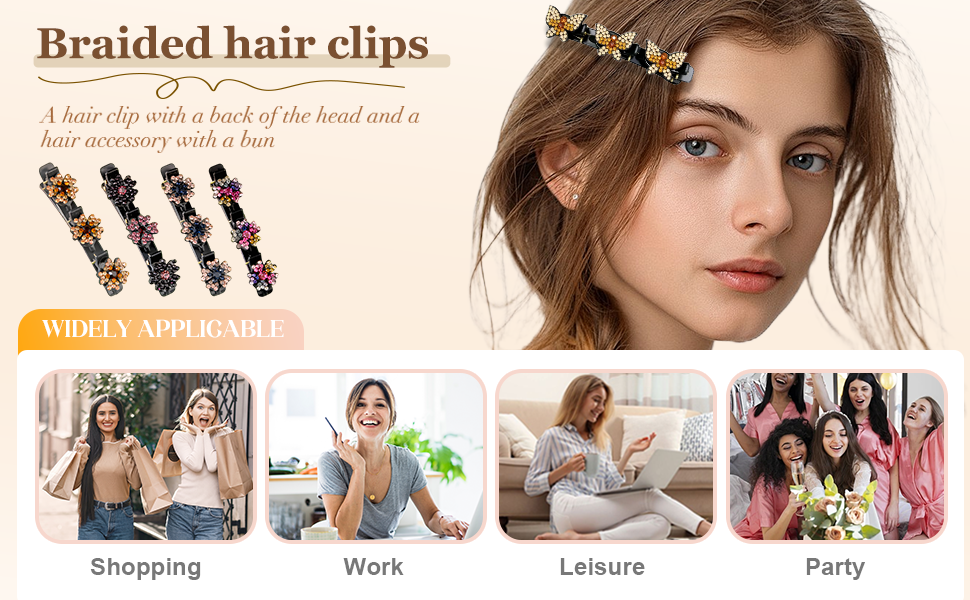 Sparkling Crystal Stone Braided Hair Clips