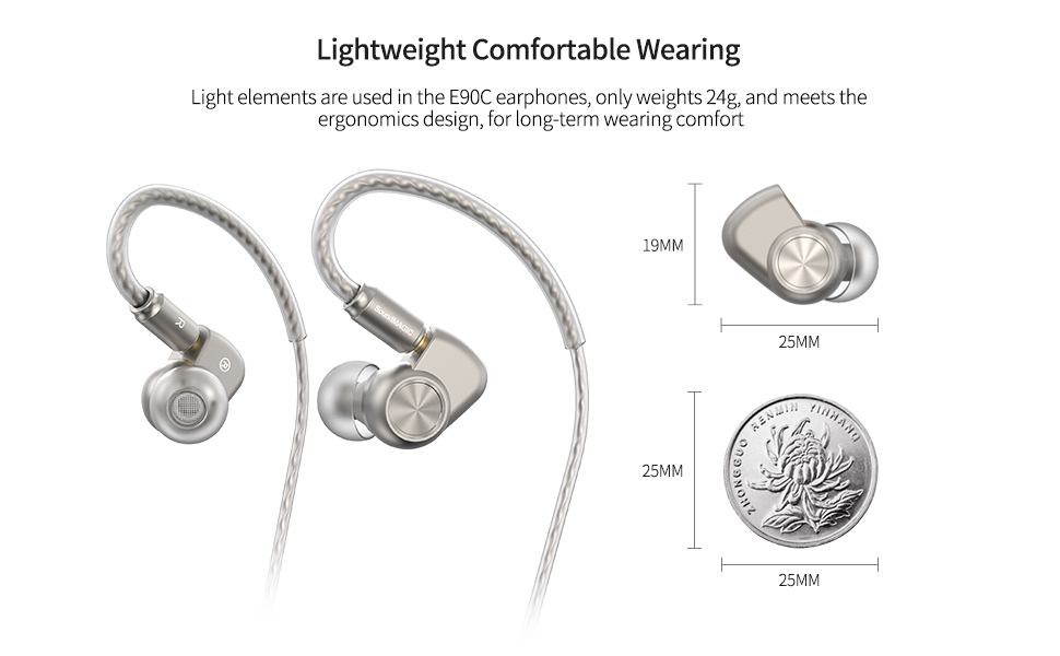 SoundMAGIC E90C Wired Earbuds with Microphone Coaxial Dual Driver in Ear Monitor Earphones