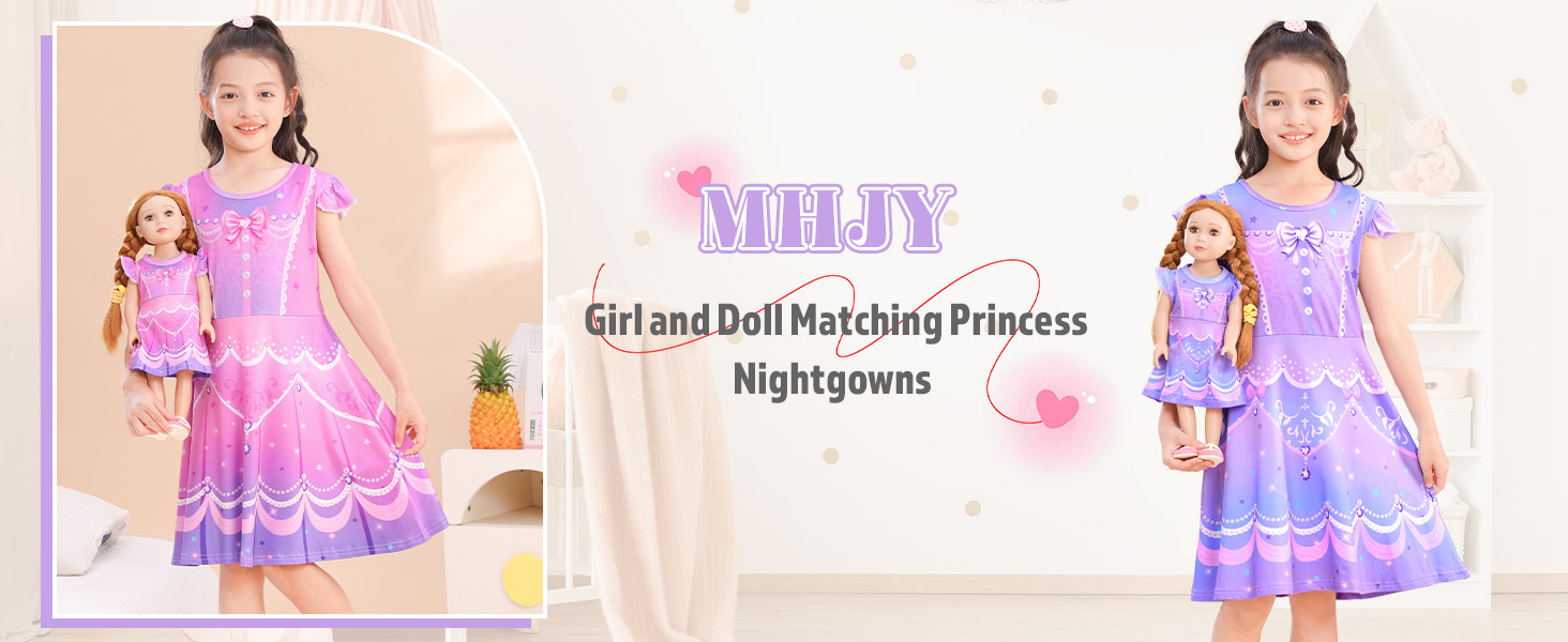 MHJY Girl and Doll Matching Princess Nightgowns