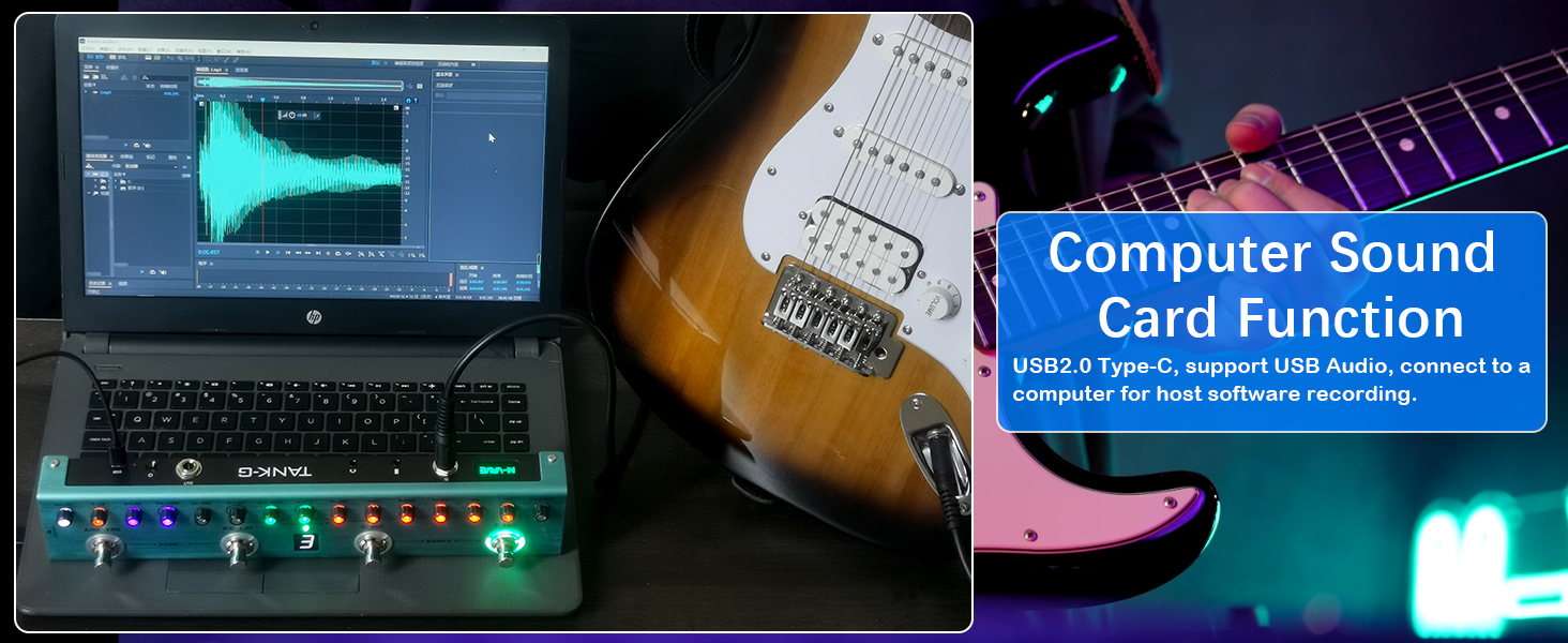 M-VAVE Multi Effects Pedal de guitarra com bateria de lítio recarregável integrada