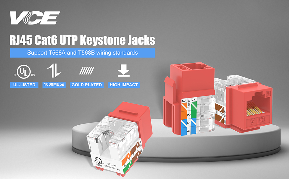 Amazon.com: VCE UL Listed Cat6 RJ45 Keystone Jack Insert 25