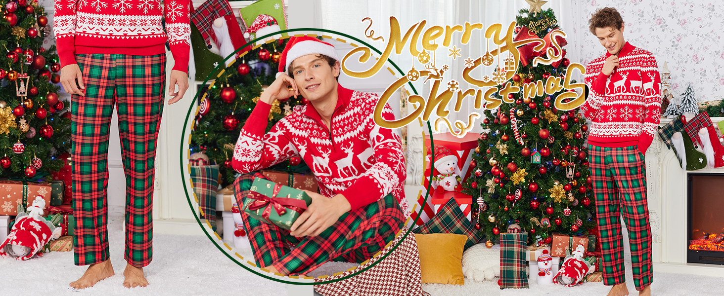 men christmas pajamas pants