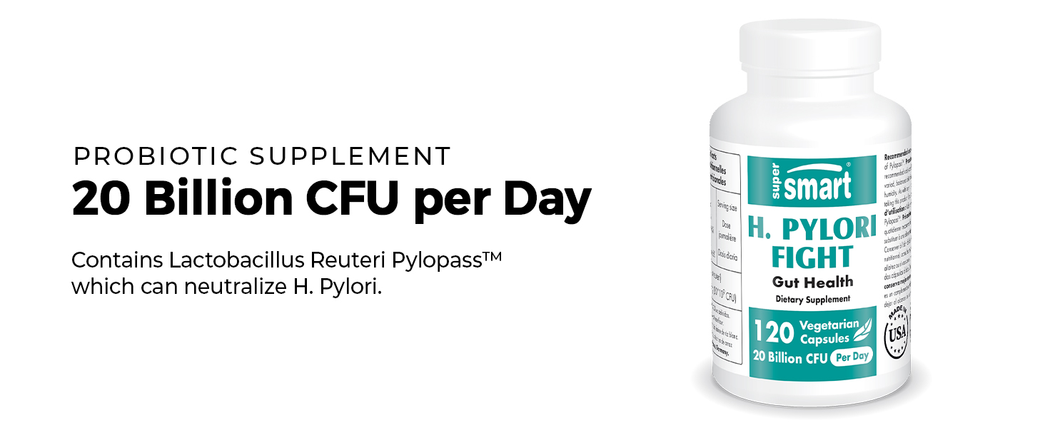 Supersmart H. Pylori Fight Natural Treatment 20 Billion CFU per Day (Probiotic