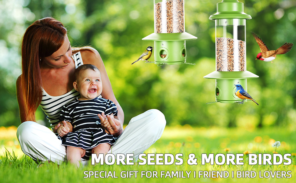 Qdomodoo SquirrelProof Bird Feeder,4 Feeding Ports and