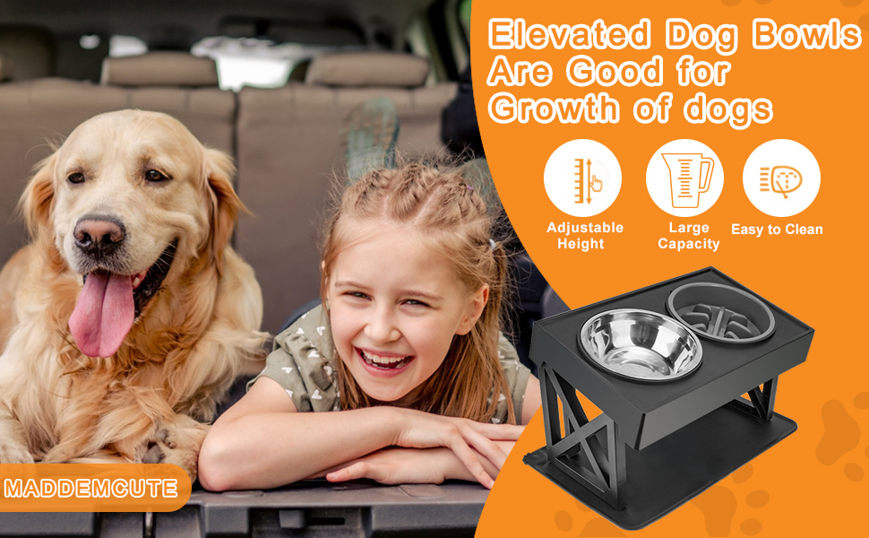 Pet Supplies Elevated Dog Bowls Stand with Mat, Sturdy Raised Dog