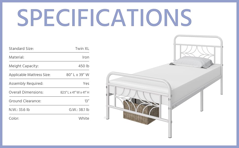 Yaheetech Twin XL Metal Platform Bed with Sparkling StarInspired Design Headboard