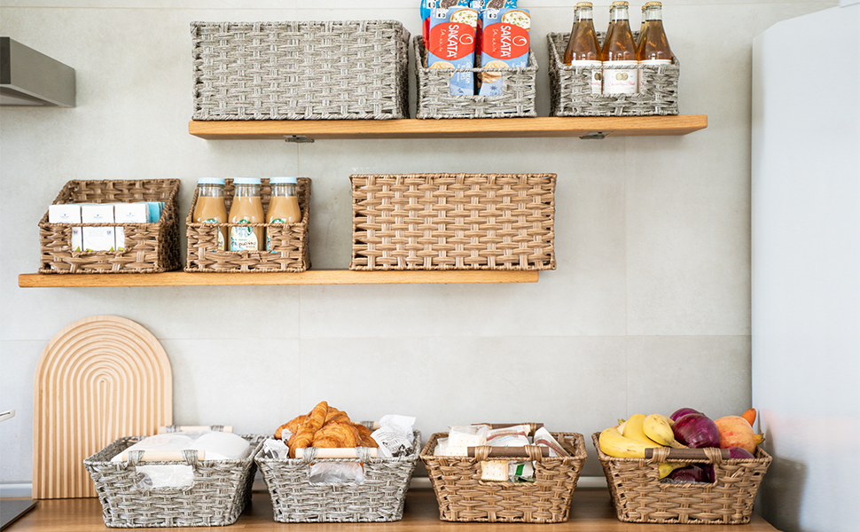 ROSOS Wicker Baskets 2 Pack, Wicker Storage Basket with