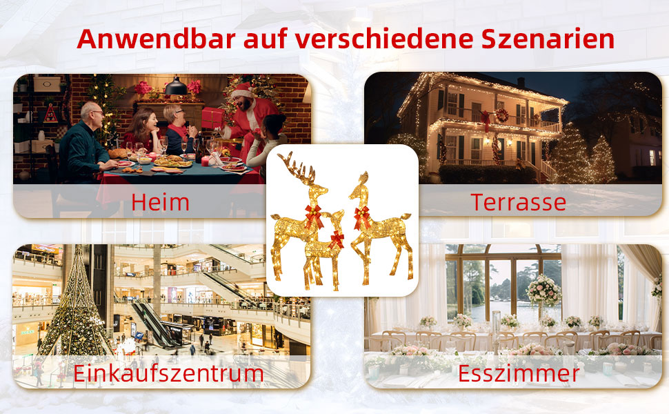 Christmas set Christmas reindeer lights outdoors