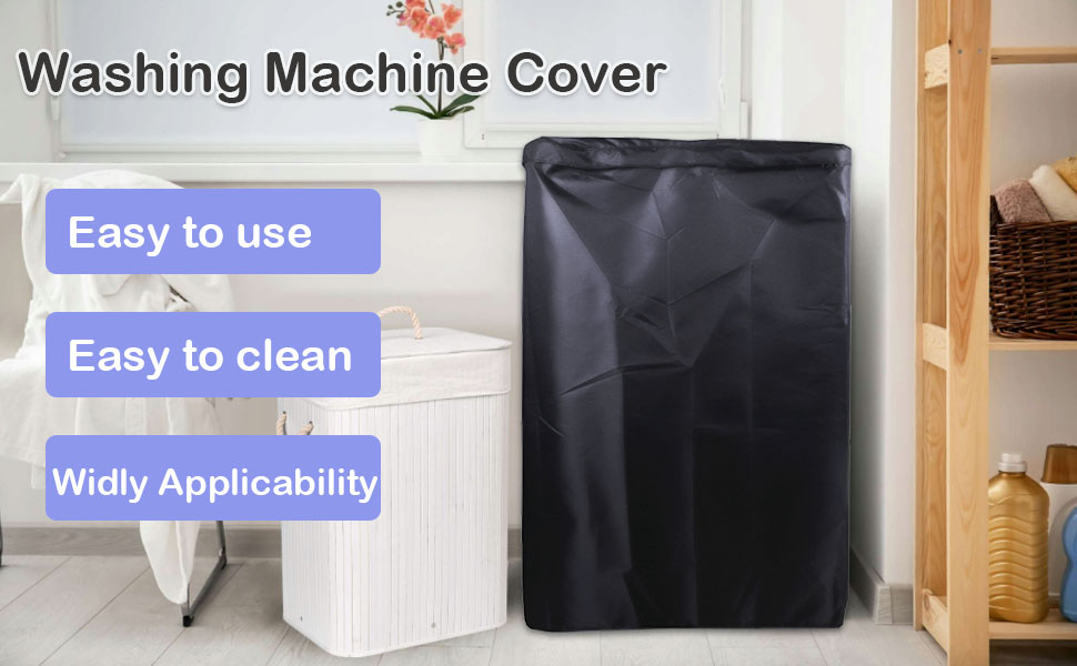 SUNSURE Washing Machine Cover Dustproof Waterproof Black Top Load