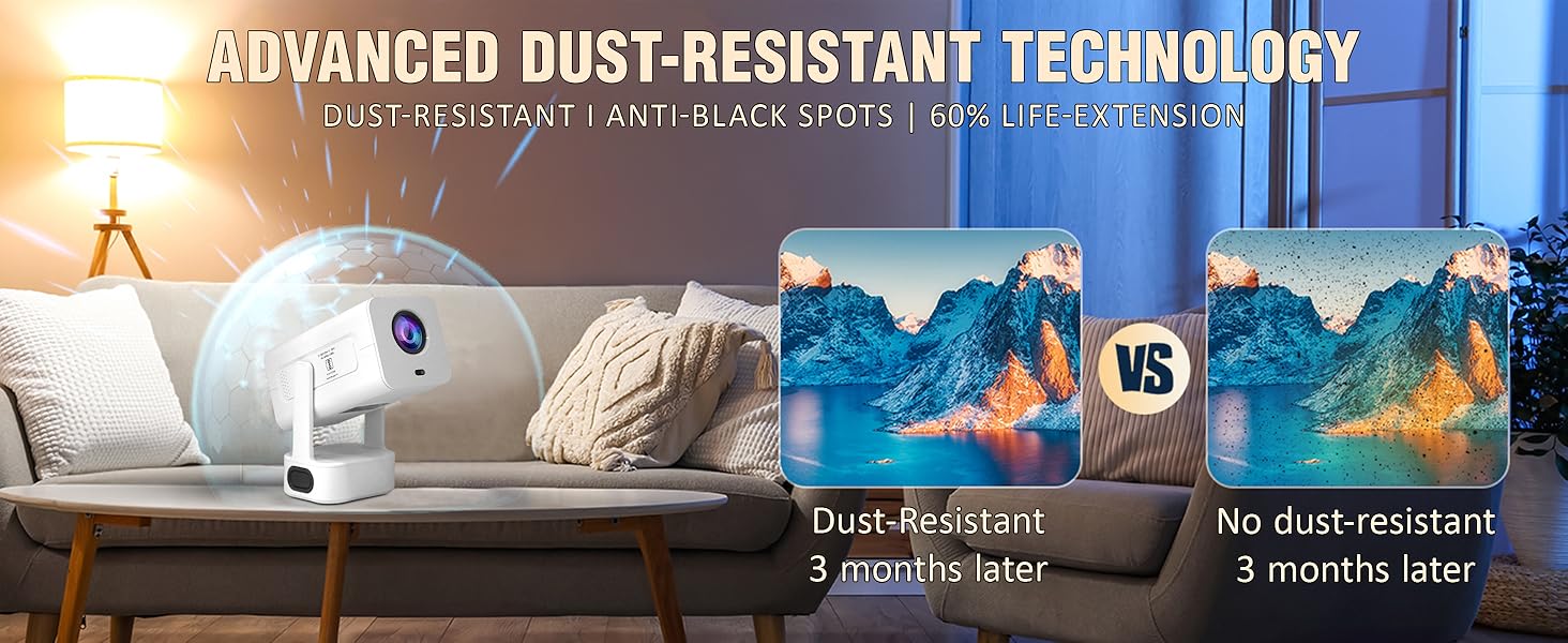 Upgraded Technology, Full HD Projector, Auto Focus, Auto Keystone, 4K Projector, portable, rotatable
