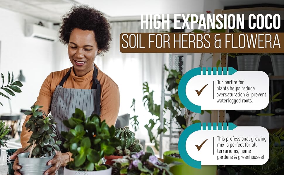 Compressed Coco Coir Perlite Mix, 4.5 KG/10 Lb Organic