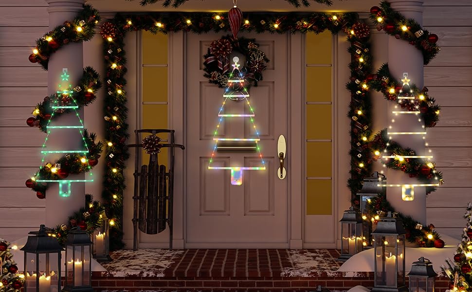 Obralitic 2 Pcs Christmas Decorative Tree Ladder Lights