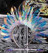 JONKY Light Up Headband Tinsel Led Headbands Glowing Hair Band Nightclub Party Costume Headwear L...