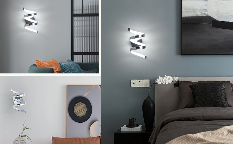 Luz De Pared LED, Lámpara De Pared Interior Moderna De 18W, Lámpara De Pared 1440LM 6000K Luz Blanca Esía Para Sala De Estar Dormitorio Pasillo Escalera 13 Lámpara de pared LED