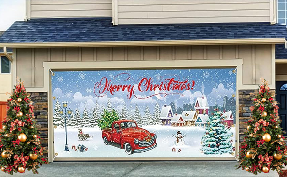 Garage Door Christmas Decorations, 6 x 13 ft Christmas Garage Door