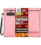 ROLOWAY Fireproof Document Bag (14.5 x 11.5 inch), 6400℉ Fireproof Money Bag with Zipper for Cash...