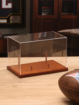 football display case with wood base