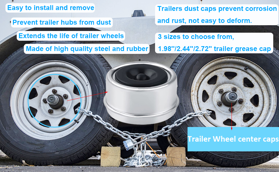 2 PCS Trailer Bearing Dust Cap Trailer Axle Grease Cap, 2.