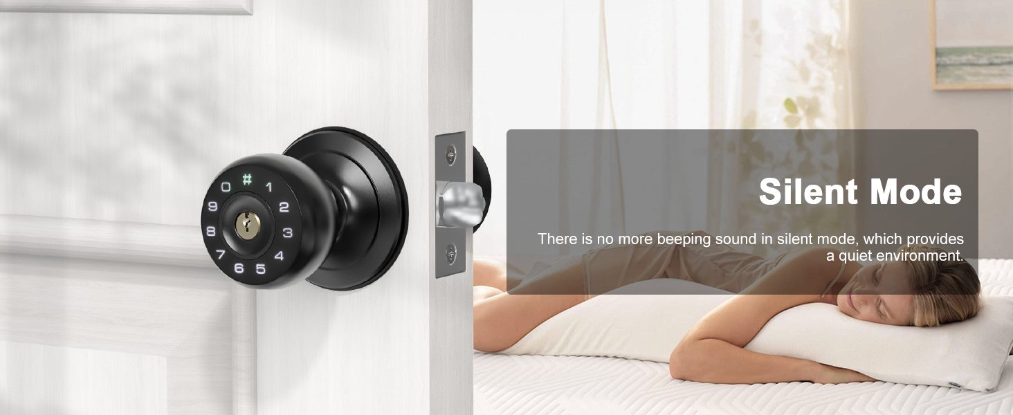 IRONZON Door Knob with Keypad Bedroom Door Knobs with Lock Door Knob