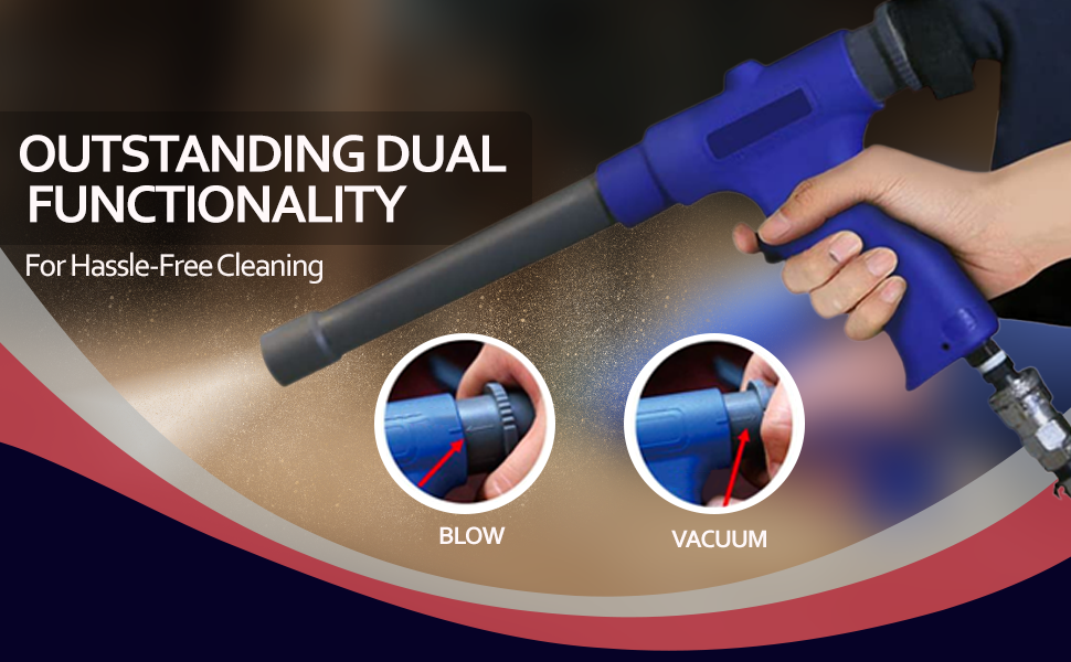 Air Vacuum Blow Gun. Pneumatic Air Suction Blow Gun Kit Includes 6