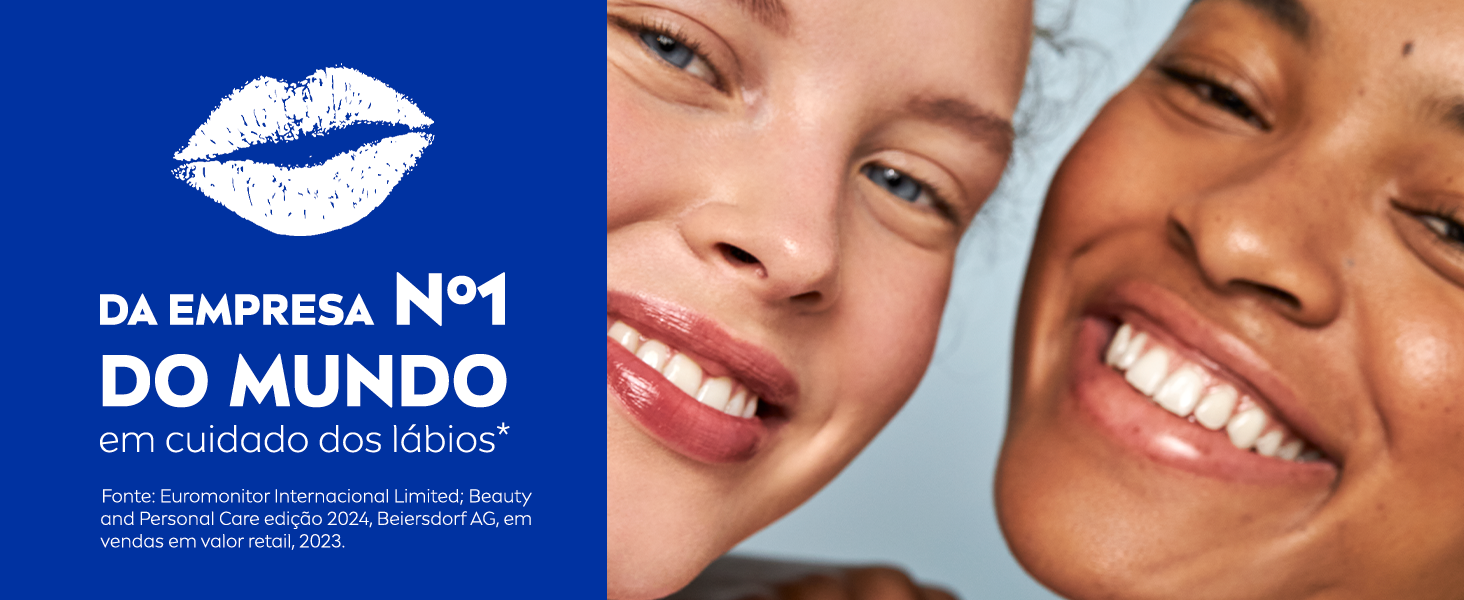NIVEA para a pele Da empresa Nº 1 do mundo em cuidados dos lábios*