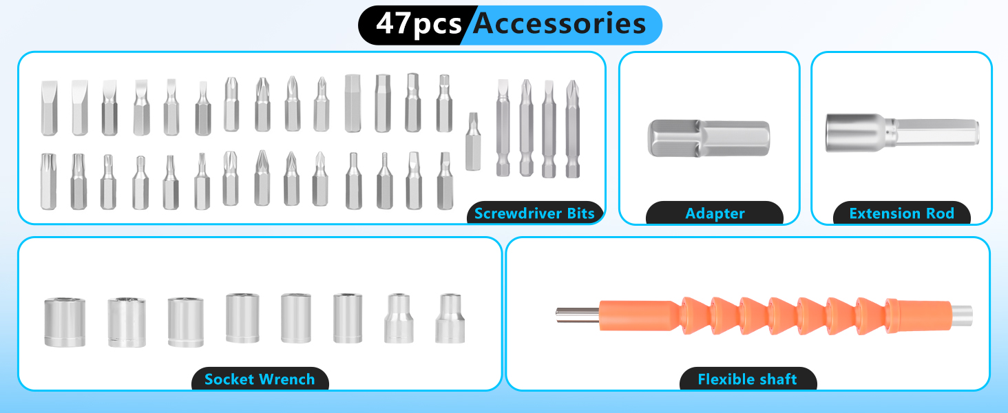 Electric Screwdriver Bits Accessories with Extension Rod Adapter
