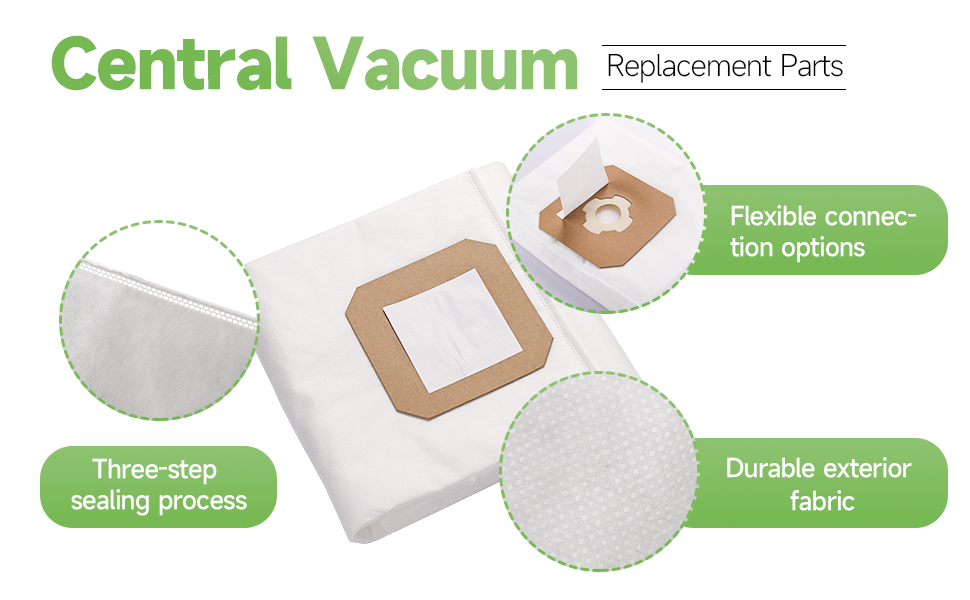 Central Vacuum Filter Bags, fit for Vacuflo Parts