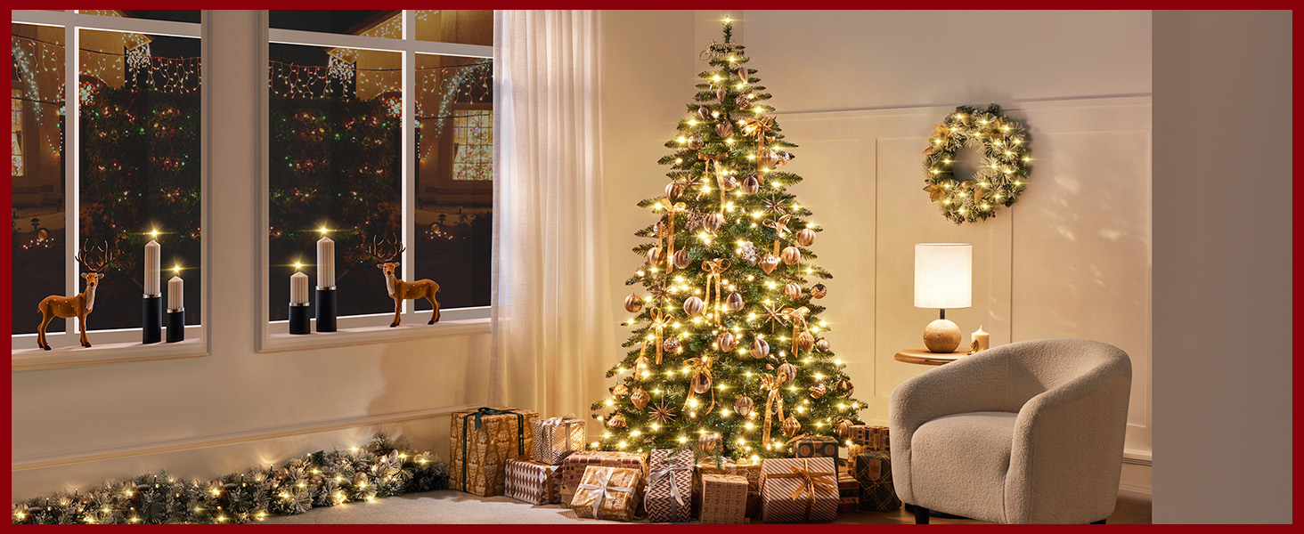 Yaheetech 6ft PreLit Christmas Fir Tree with 400 Warm LED