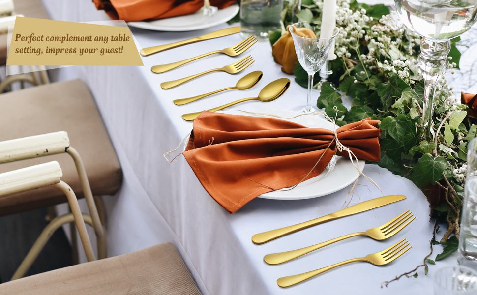 20 Piece Gold Silverware Set, Stainless Steel Flatware