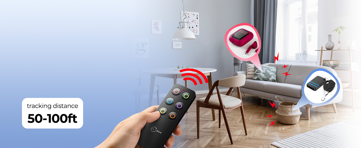Esky Key Finder Locator with Sound, Stick-on TV Remote Control Finder, Item Locator Tags