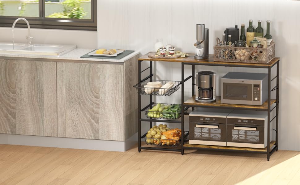 VENZITORY Kitchen Storage Shelf Bakers Rack, 47" W, Large