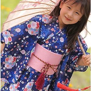 Amazon | [ロングペン] 浴衣セット 子供浴衣 ガールズドレス キッズ