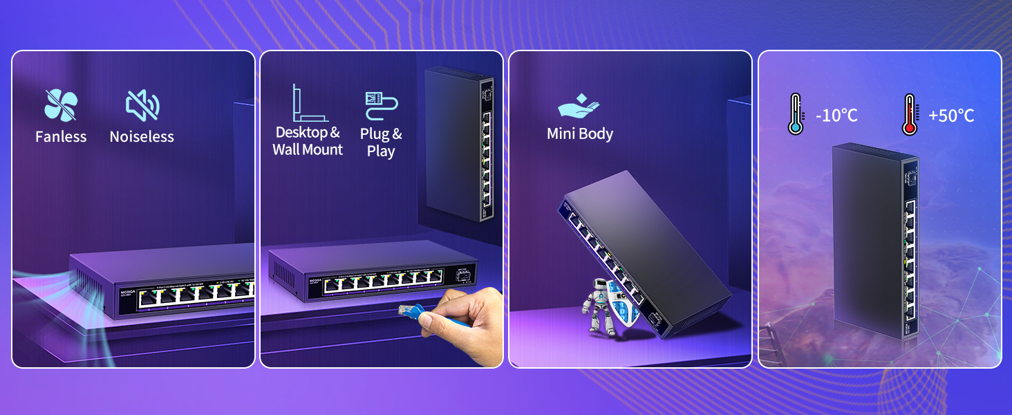 8 Port 2.5G Switch with 10G SFP Uplink, NICGIGA Unmanaged 2