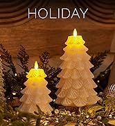 Luminara Christmas Tree Flameless Candle Glitter and Snow Finish (4.7" x 6.5") Moving Flame Effect