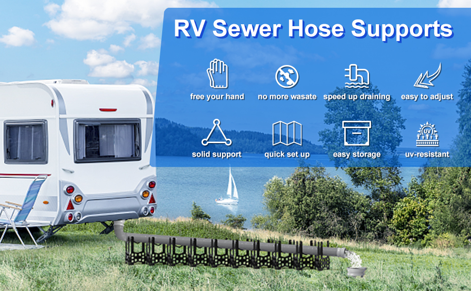 RV Sewer Hose Support 10 Feet Height Adjustable, Flexible