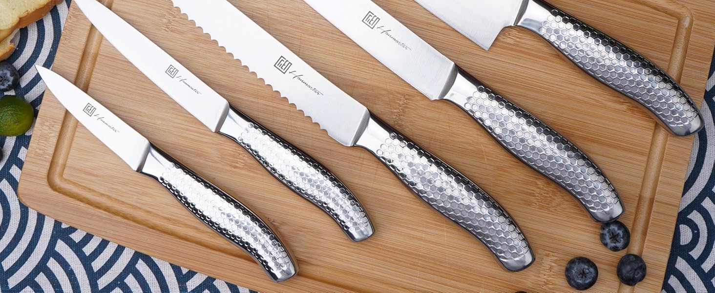 Hanmaster Kitchen Knife Set, Onepiece Stainless Steel