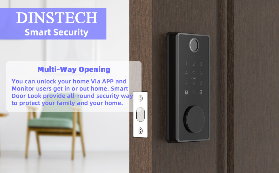 Dinstech Smart Fingerprint Door Lock WiFi Keyless Entry Door Lock with