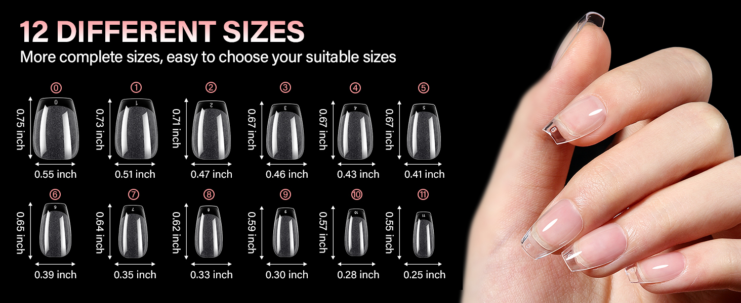 AILLSA Short Coffin Nail Tips Soft Gel Clear Gelly Nail