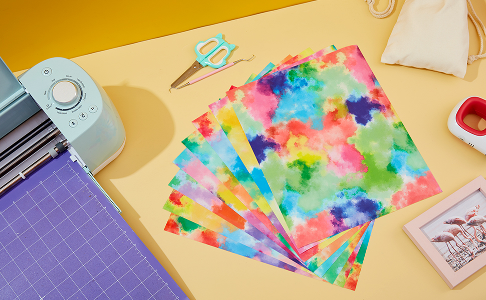 Tintnut TieDyeHtv Rainbow Iron On Vinyl8 Sheets 10×12 Inch Heat Transfer Vinyl