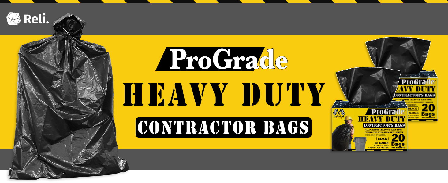 ProGrade Heavy Duty Contractor Bags 55 Gallon (40 Bags)