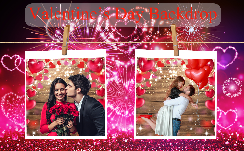 ZTHMOE 7x5ft Fabric Valentine's Day Photography Backdrop