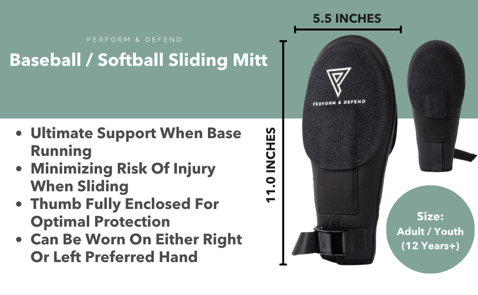 Perform & Defend Baseball Sliding Mitt Youth/Adult (12