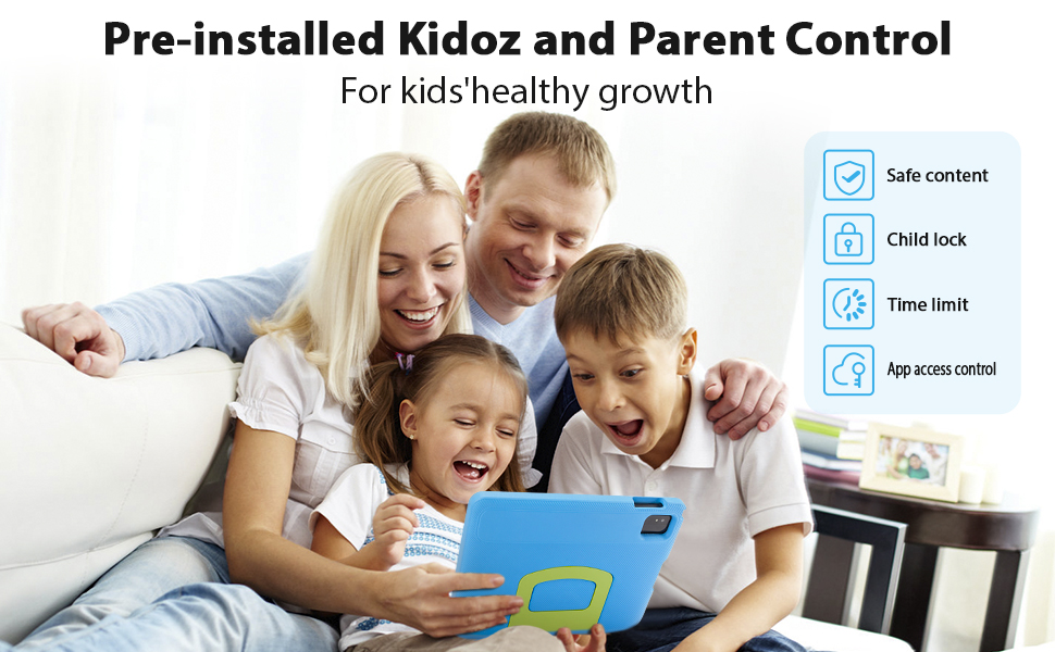 10 Inch Android 14 Kids Tablet with Parent Control Mode