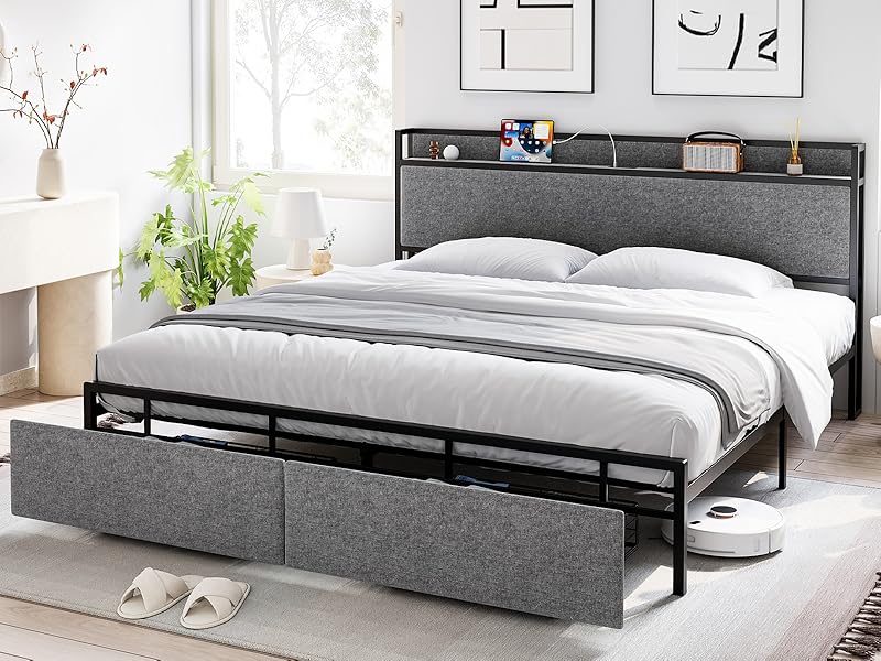 Amazon.com: GAOMON Queen Size Bed Frame with 2 Storage